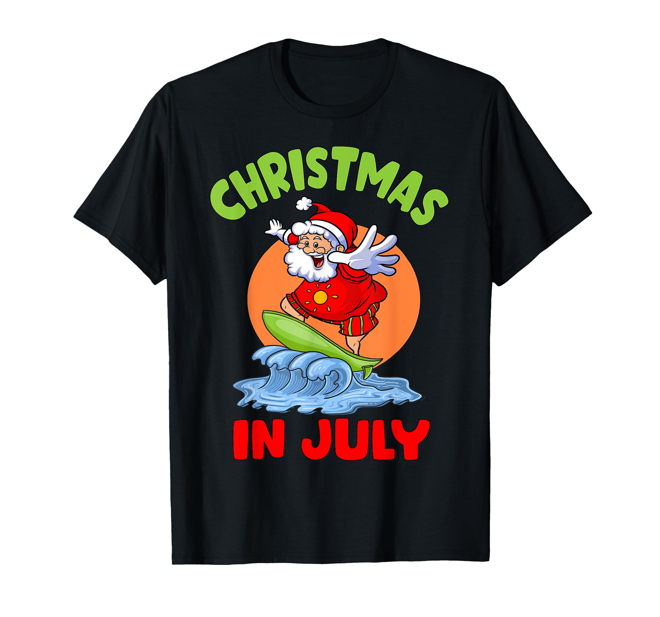 Christmas In July Santa Surfing Kids Toddler Hawaiian Party T-Shirt