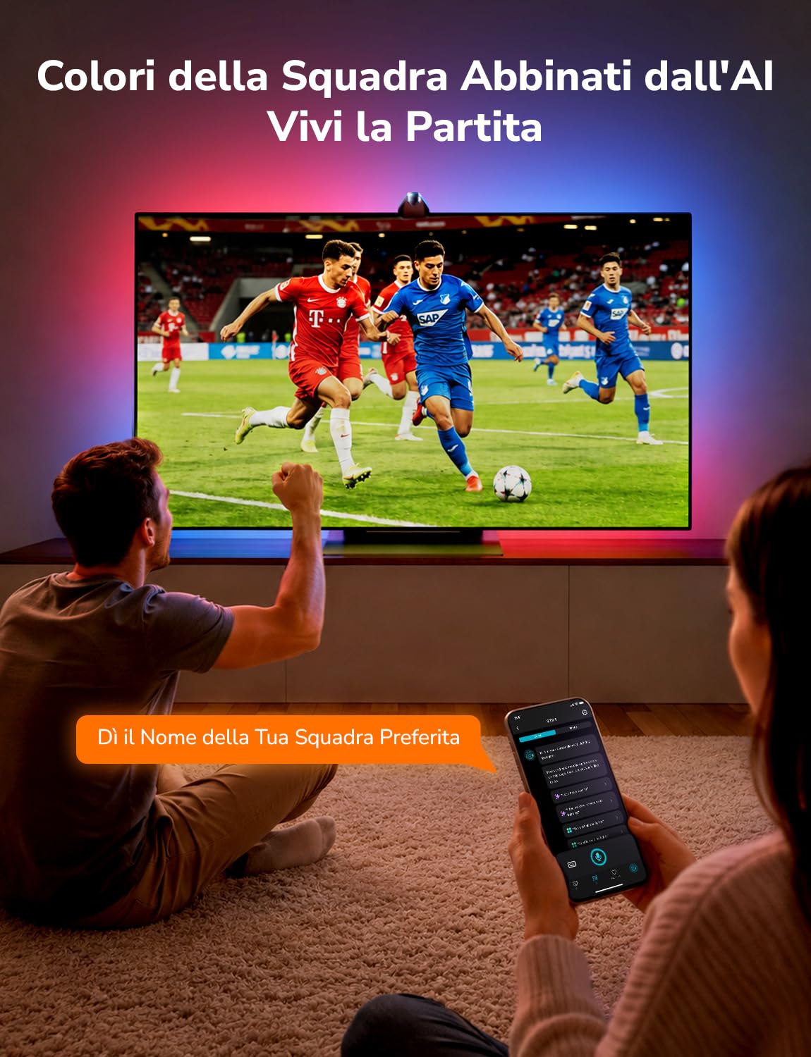 Lepro STV1 Smart Retroilluminazione TV LED 55-65 Pollici | Striscia LED TV con telecamera e sincronizzazione istantanea,Funziona con Alexa/Google Home