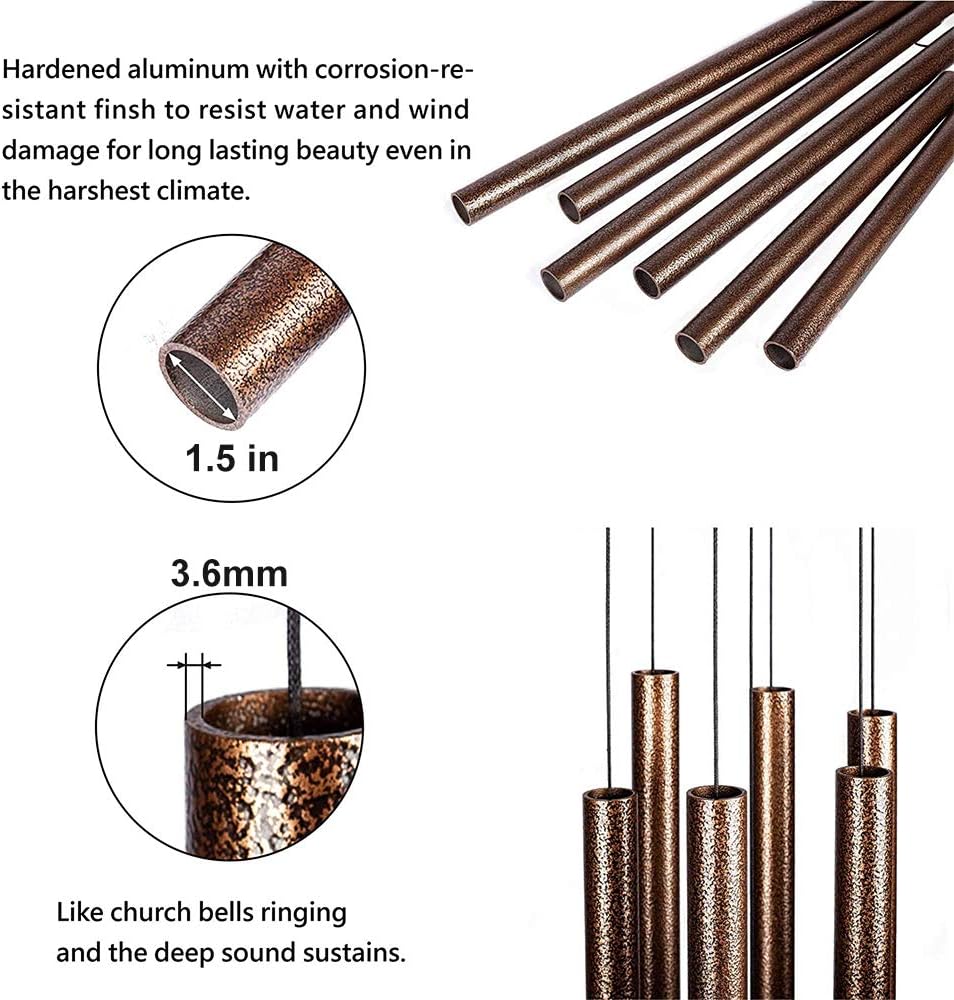 50" Large Deep Tone Wind Chimes for Outdoor Garden Heavy Duty Aluminum Wind Chimes Church Bell Sound Weather Resistant Wind Chime for Patio Porch Balcony Memorial and Sympathy Gift
