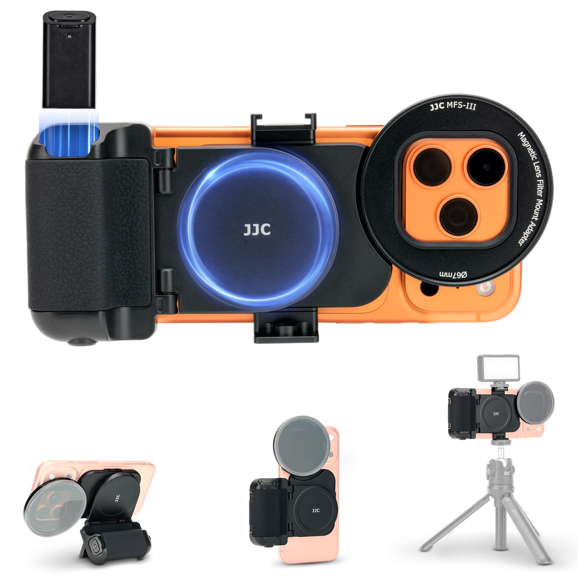 67mm Magnetic Phone Lens Filter Mount with Phone Camera Grip Kit Accessories for iPhone 17 16 15 14 Pro Max, Filter Adapter Set w Cold Shoe & 1/4'' Hole Pull-Out to Fit Pro Max Plus(No Filter Include)-image-36