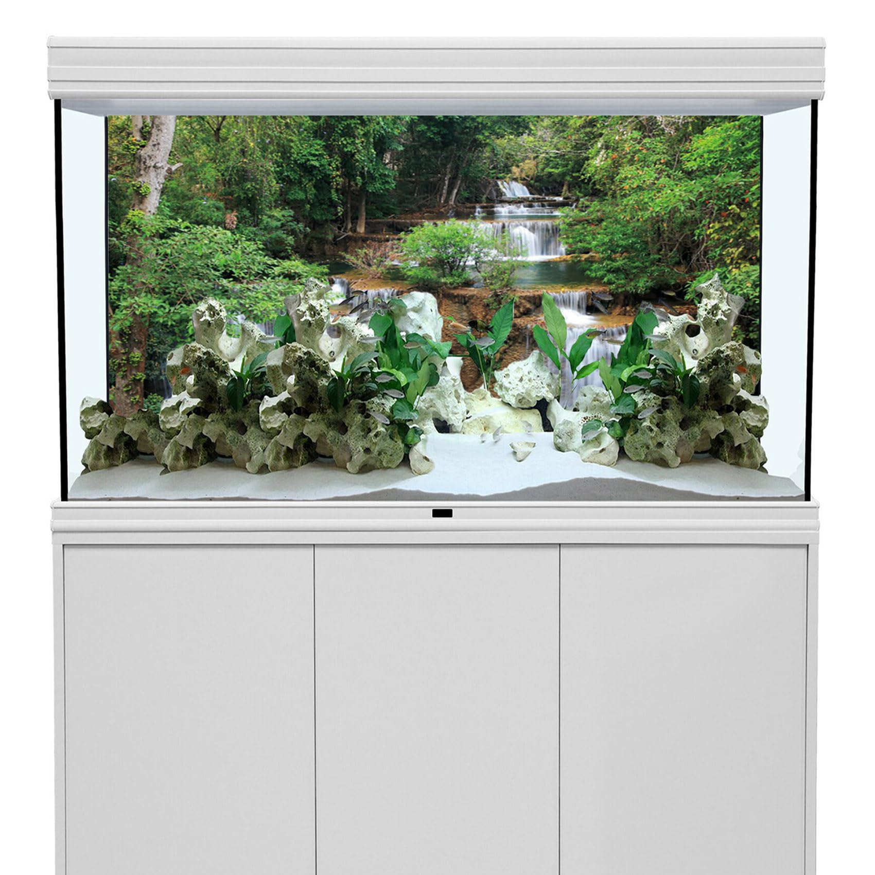 120x46cm Cascata Terrario Sfondo Foresta pluviale Acquario Sfondo Piante Tropicali Albero Verde Rettile Habitat Sfondo Vinile Durevole Sfondo