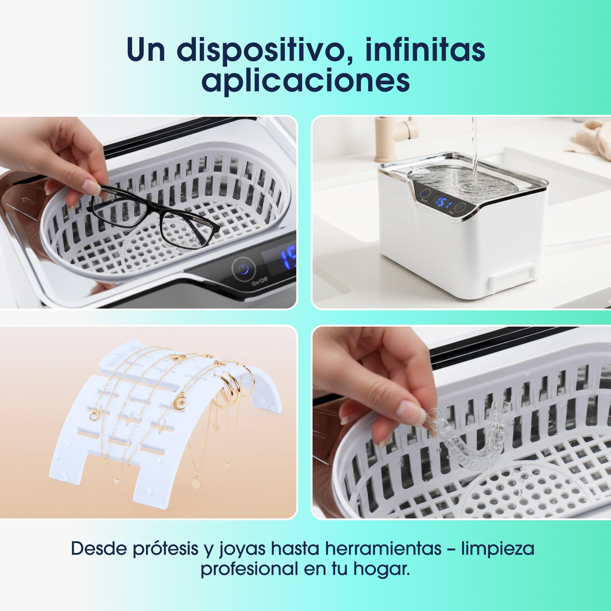 ZENT DeepClean+ Limpiador Ultrasonidos 42 kHz 600 ml 161 x 50 mm | Ultrasonidos Limpieza de Gafas, Férula Dental, Joyería y Relojes, 5 Programas - Tecnología UltraWave & CoolGuard