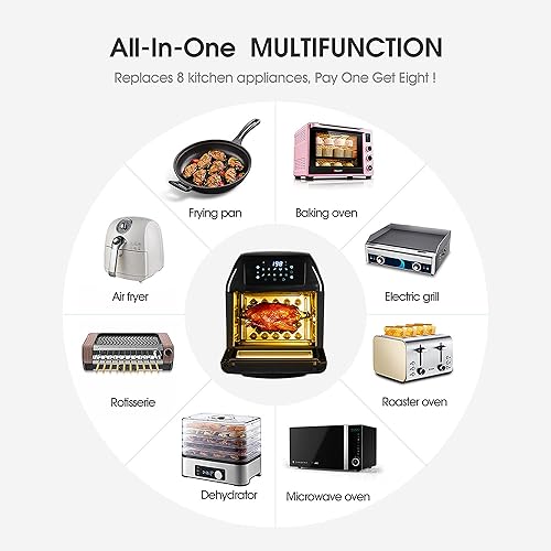 Miniatura 6 de Freidora de aire, freidoras de aire sin aceite de 12L 10 en 1, freidora de aire digital, kit de asador, freír al aire, asardeshidratar, con pantalla