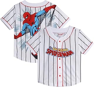 Marvel Boys' Spider-Man Baseball Jersey - Novelty Fashion Vintage Spidey Shirt - Avengers Jersey Top for Boys (4-20)