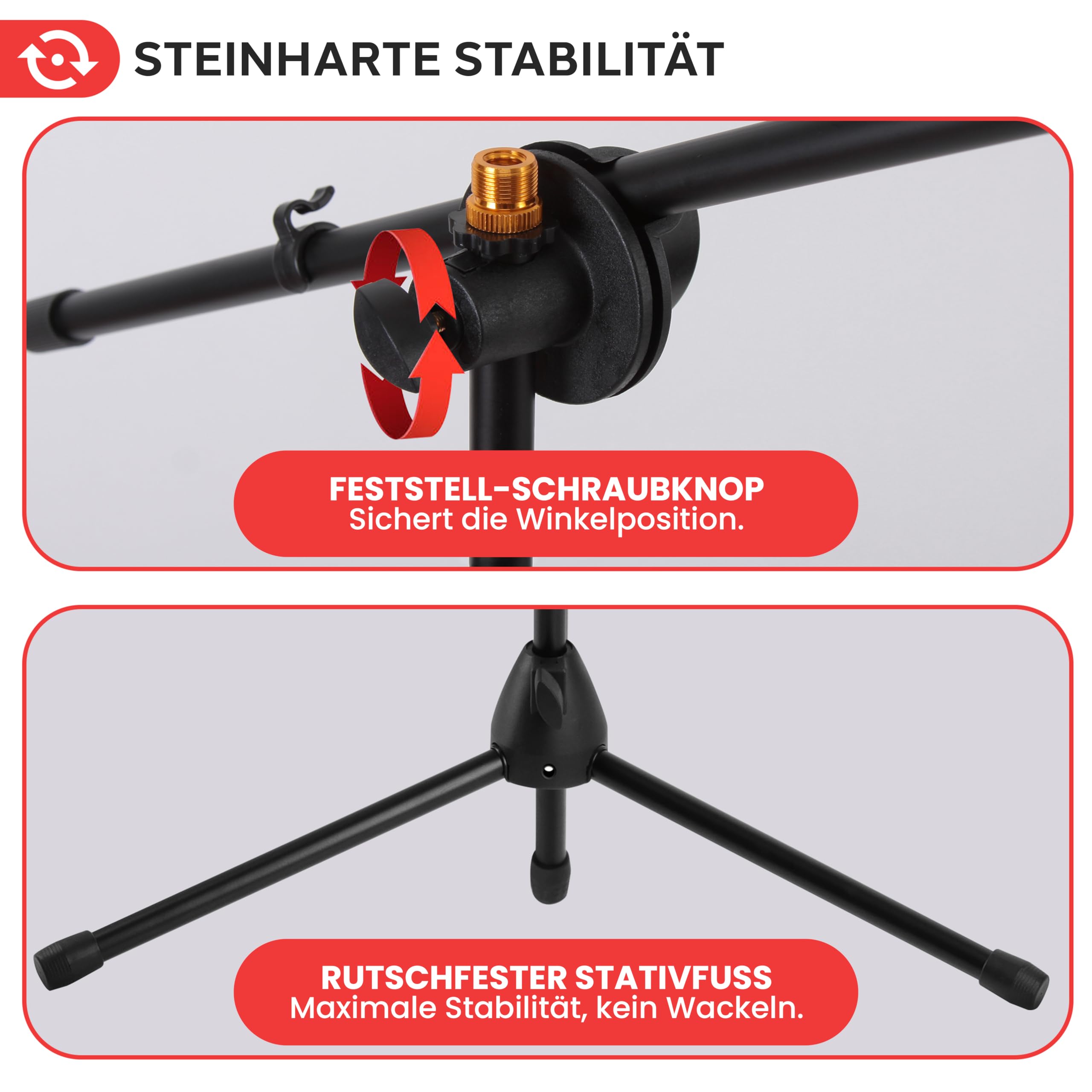 Pyle Mikrofonständer 2er-Set mit Galgenarm – Mikrofonstativ höhenverstellbar 70–132cm, faltbar, Tragetasche