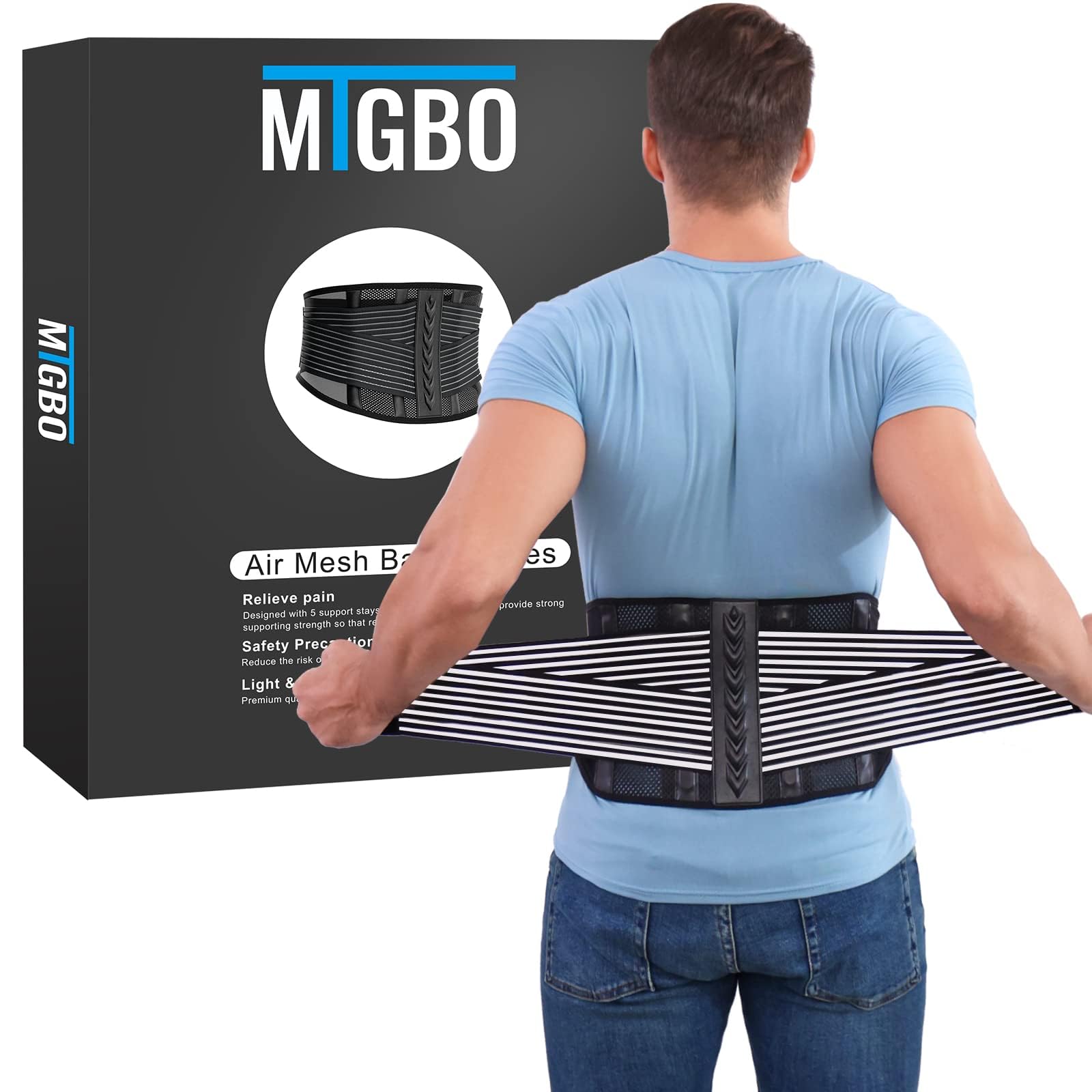 MTGBO Back Brace for Lower Back, Back Support for Women/Men with 4