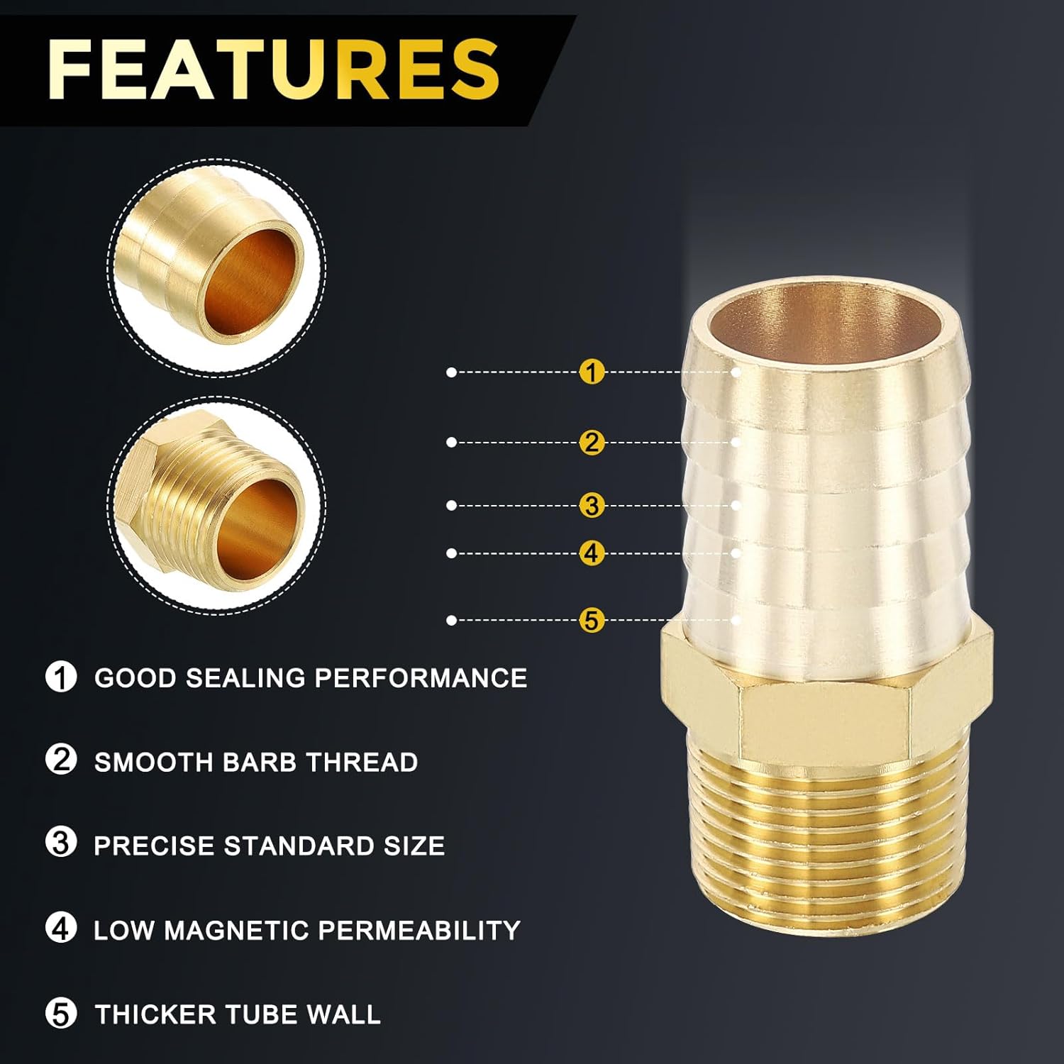 METALLIXITY 20Pcs Brass Hose Barb to NPT Male Adapter 1" Barb x 3/4" NPT Male for Automotive, Motorcycle, Marine, Truck, RV Fuel Systems