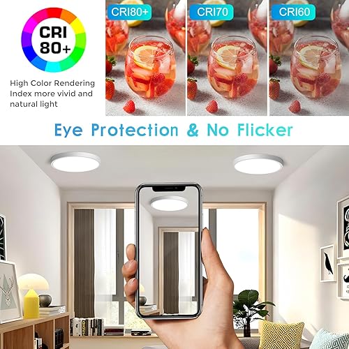 Miniatura 9 de LightingWill Lámpara de techo LED de montaje empotrado de 8.9 pulgadas, 4000K Nurture White, 1800LM, 18W, accesorio de iluminación redondo moderno