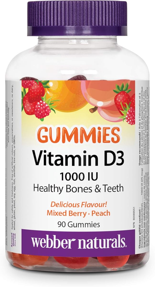 Webber Naturals Webber Naturals Vitamin D3 1000 IU, 90 Gummies, For Healthy Bones, Teeth, and the Maintenance of Good Health