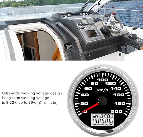 Miniatura 2 de Velocímetro GPS del puntero de 278.9 ft m, velocímetro del barco de la motocicleta del coche 0200kmh 7 retroiluminado 932V para el camión del buque