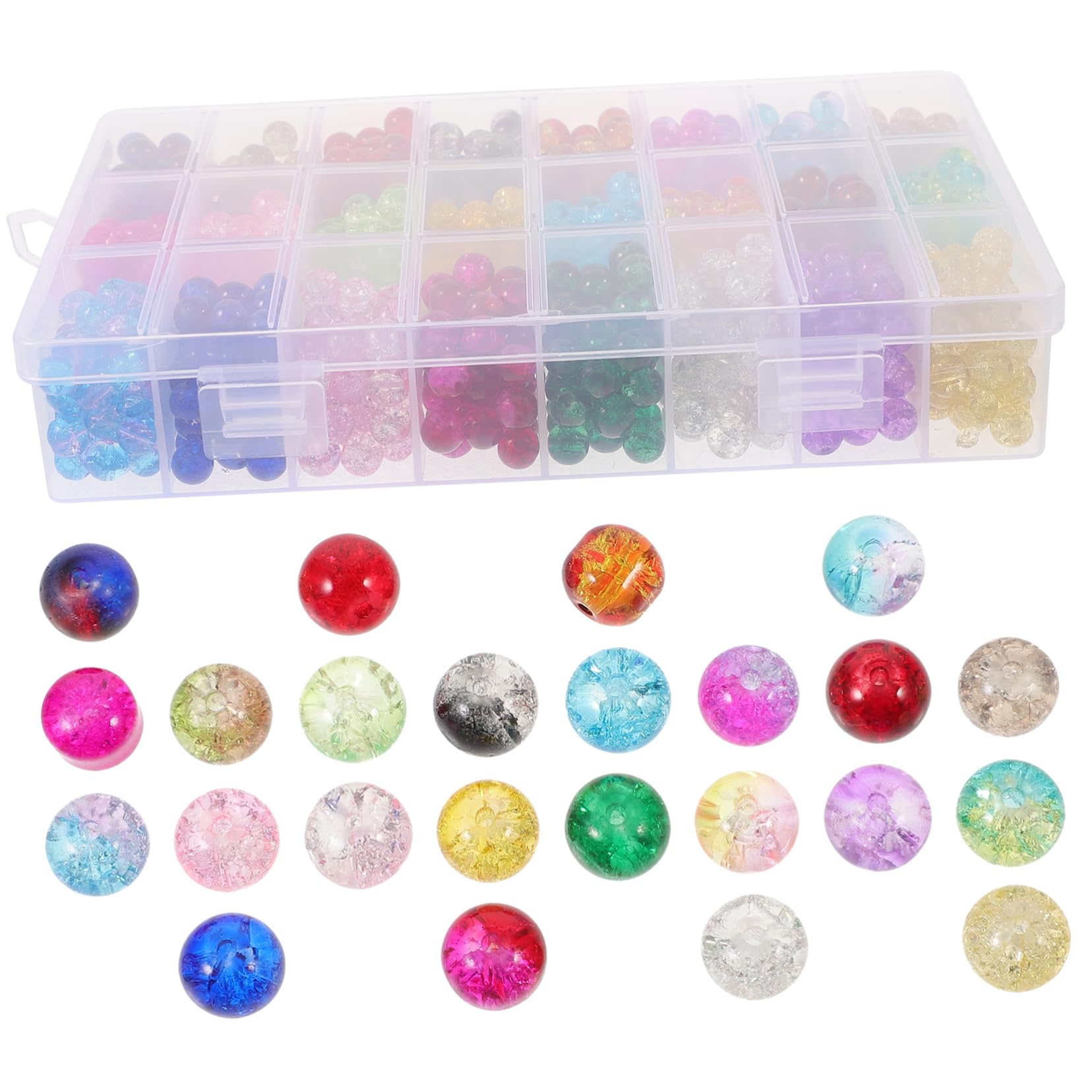 Bunte Glasperlen zum Basteln, 24 Fächer, 1200 Stück pro Kasten