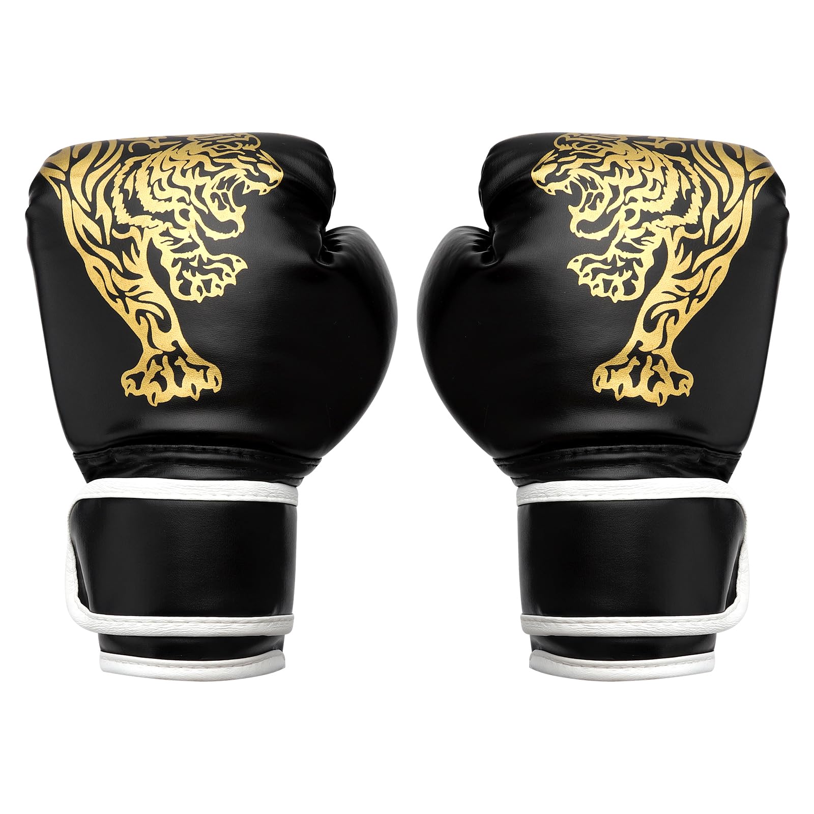 Gants De Boxe Enfants 3-12 Ans – Mousse 3D, Fermeture Velcro, Aération, Design Tigre Doré – Pour MMA, Muay Thai, Sac De Frappe