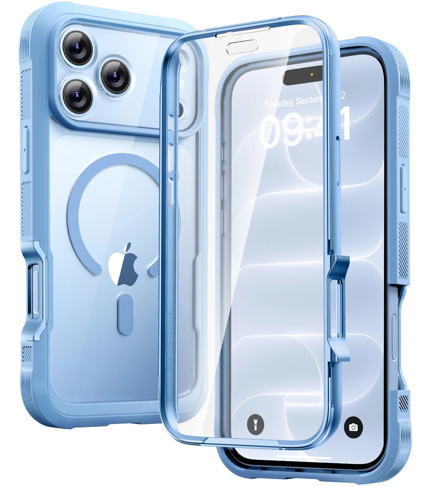 Diaclara Magnetic for iPhone 18 Pro Case with Screen Protector, Glacier