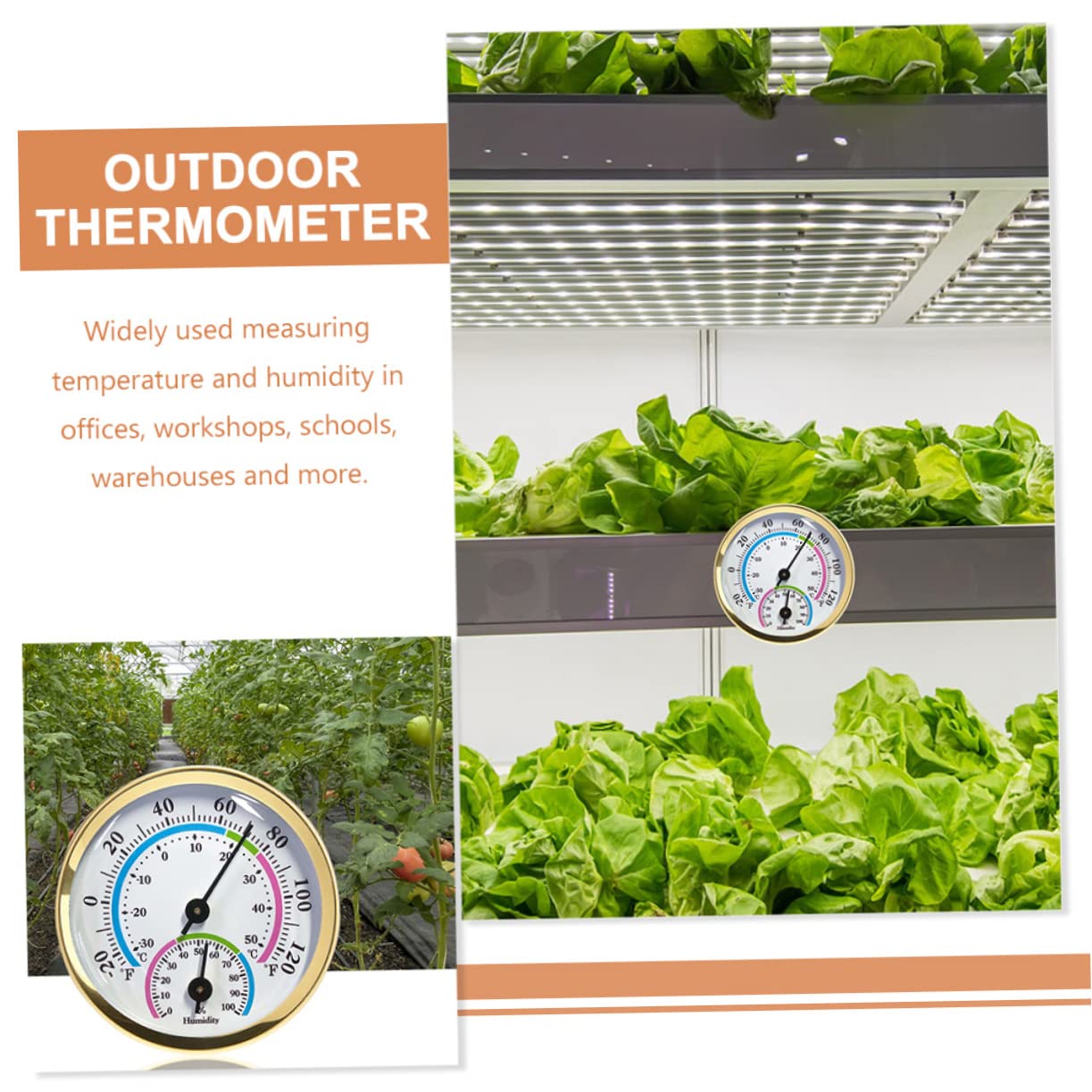 YARNOW 4pezzi Termometro Igrometro Multifunzionale Da Parete Per Casa e Giardino Misuratore Di Temperatura e Umidità Con Numeri Di Grandi Facile Lettura e Installazione Senza Batteria
