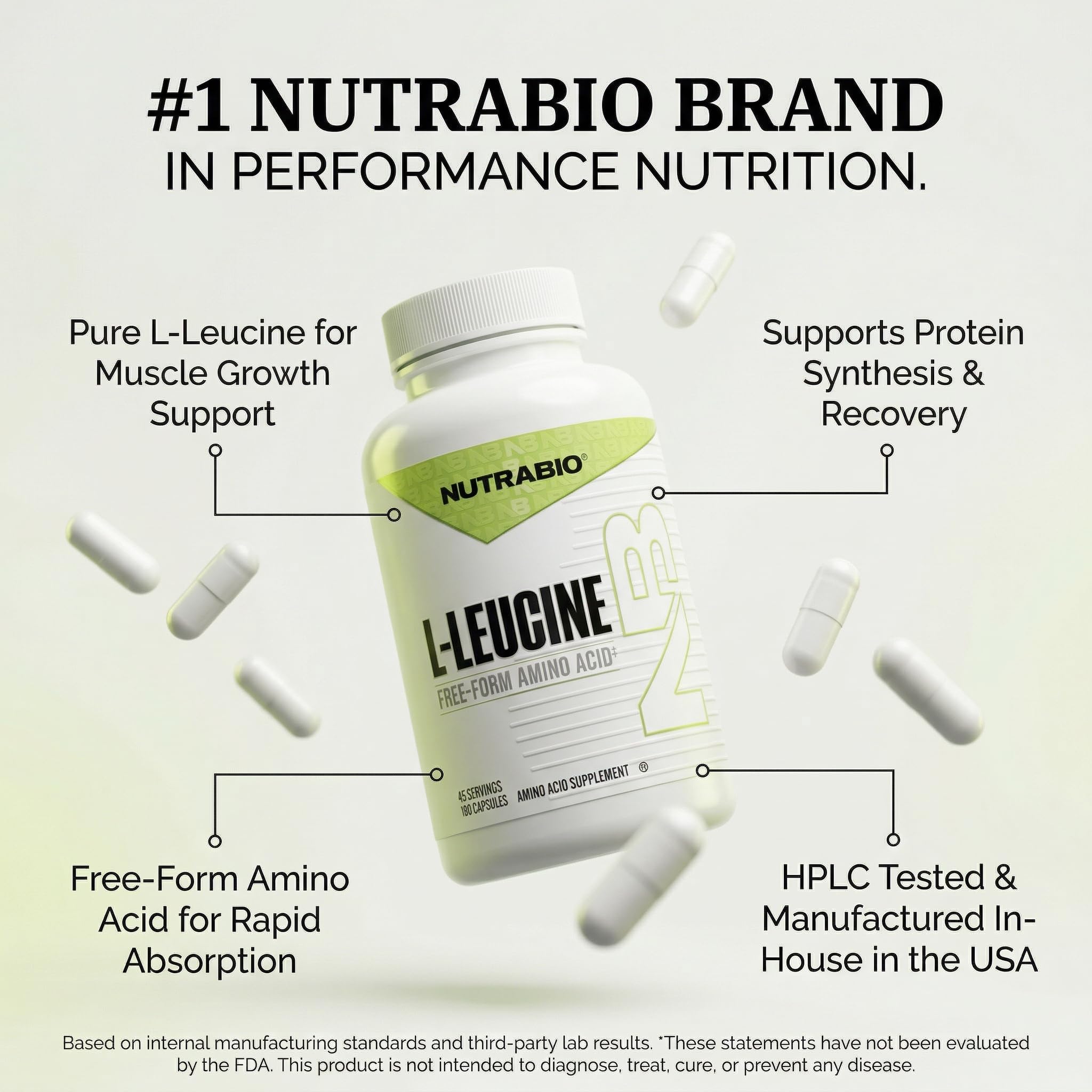 NutraBio L-Leucine Supplement - Optimal Amino Acid for Muscle Growth & Recovery - Naturally Fermented Free Form Leucine Amino Acids Supplement- Vegan, Non-GMO, Gluten Free - 400mg, 180 Capsules — Amazon image 8