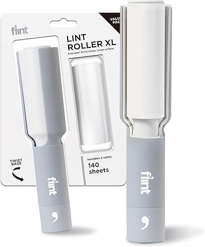 Flint Plus - Rodillo de pelusa de viaje recargable, 140 hojas (gris claro)