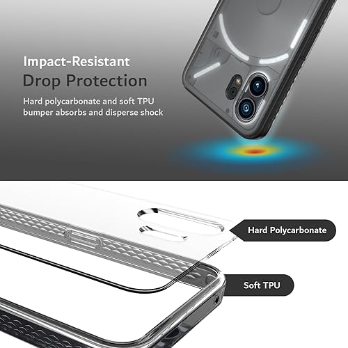 Miniatura 3 de TUDIA LUCION - Funda de TPU a prueba de golpes, antiamarilleo, parte trasera dura transparente, protección de agarre ultra delgada para Nothing