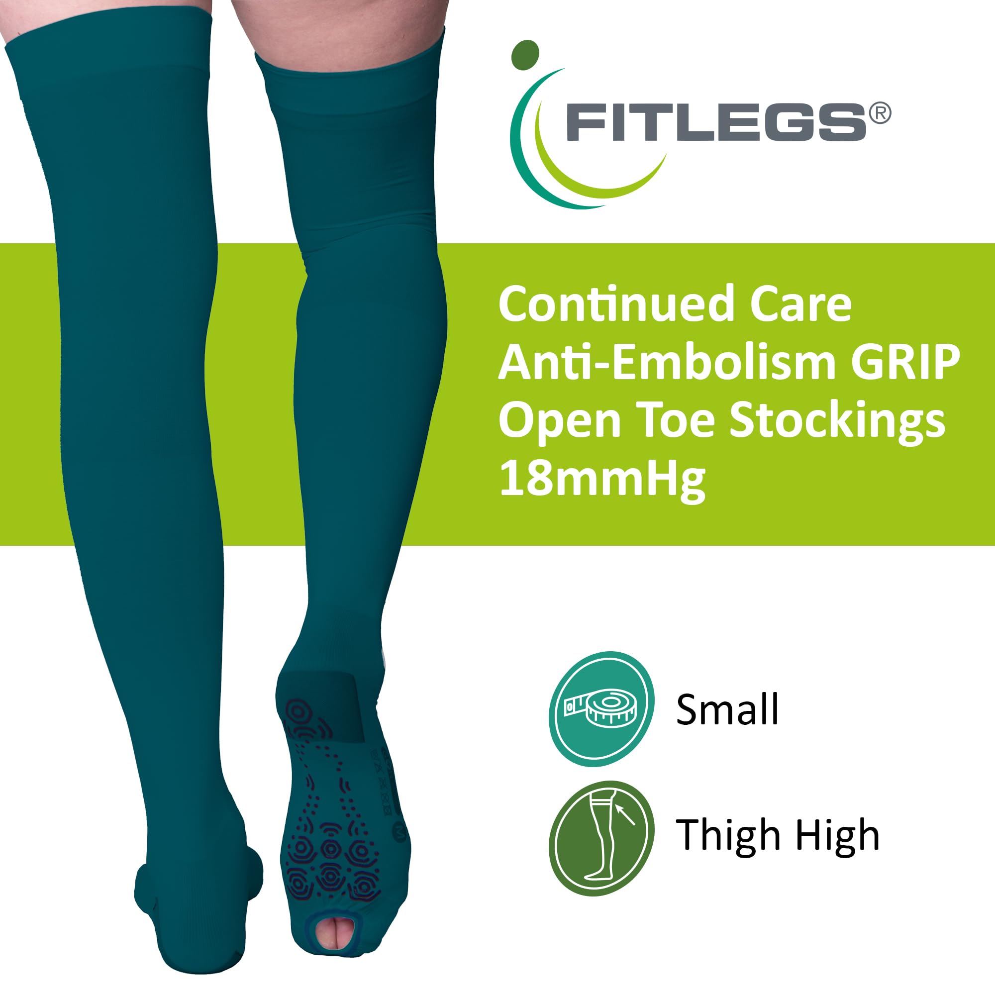 FITLEGS AES Grip, Thigh Length - Small - Teal - Image 2