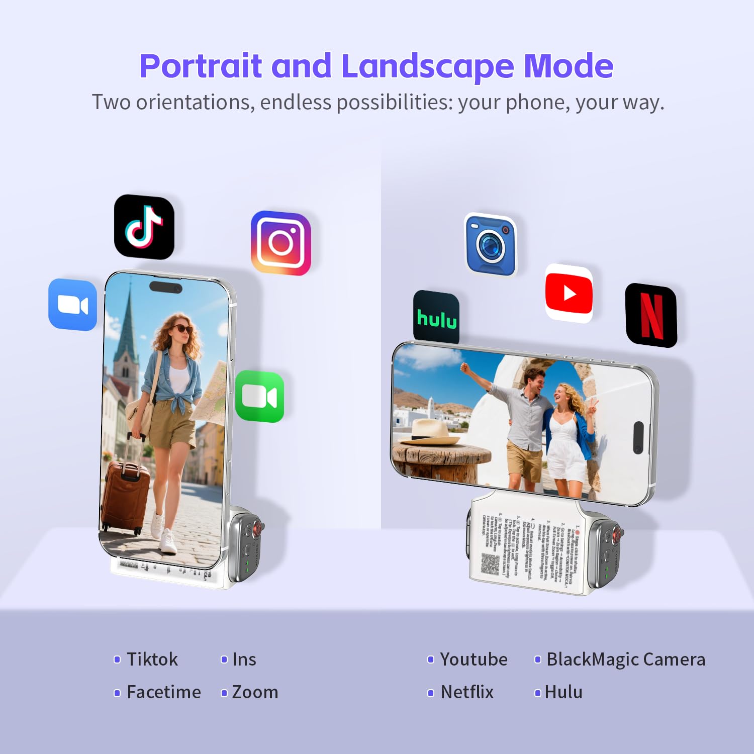 COMITOK MOCA - Soporte de trípode para teléfono con ventosa para iPhone 17 con iOS 26, accesorio de disparo con control remoto desmontable, interruptor horizontal y vertical, soporte de teléfono para
