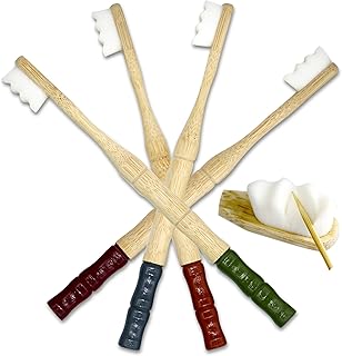 Soft Bristle Toothbrush Bamboo Toothbrushes - 10000 Bristle Toothbrush PACK OF 4 Ultra Soft Bristles Bamboo Tooth Brush | Gum Recession Nano Bristle Brushes Bulk Micro Wooden ToothBrushes for Adults