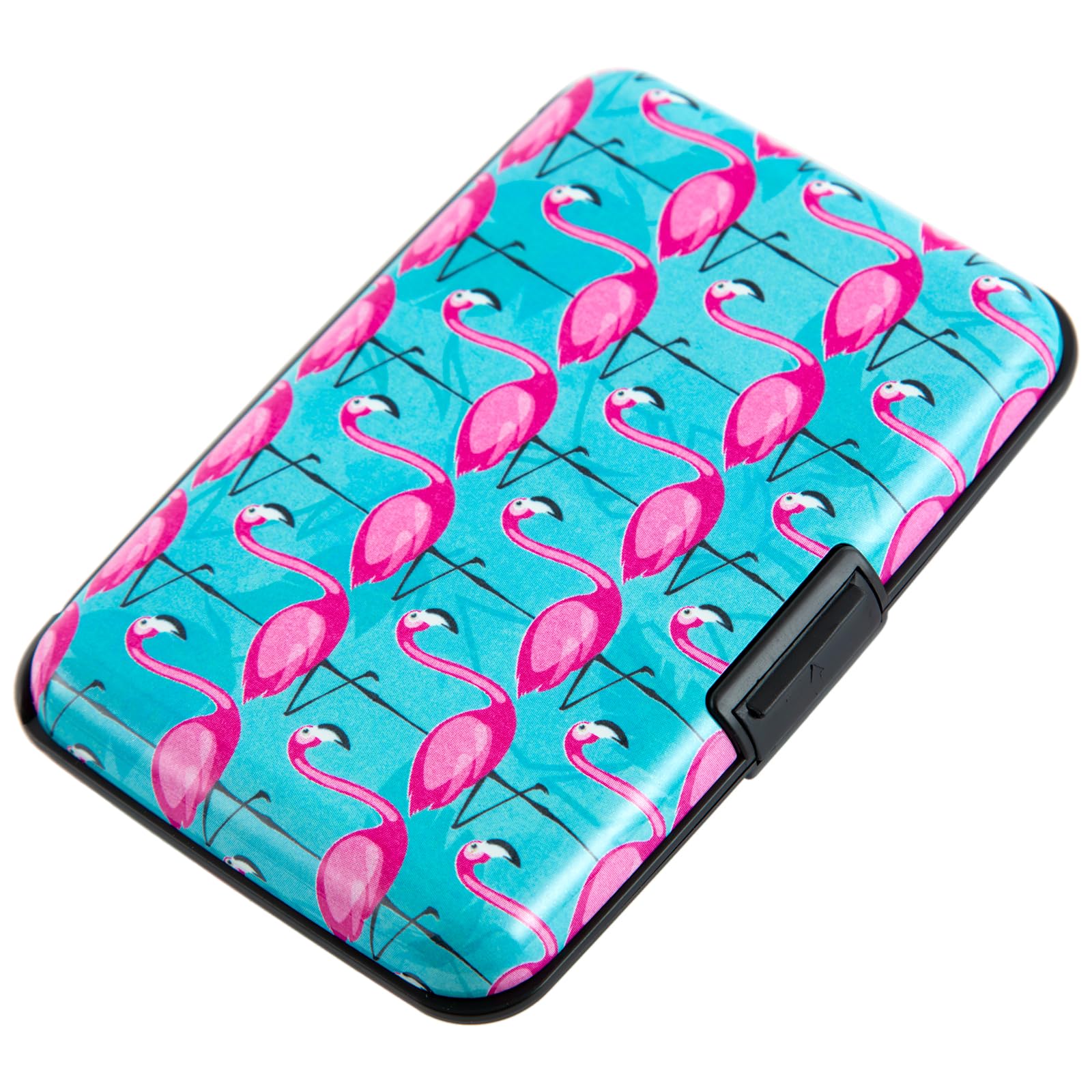 Kaabao RFID Blocking Small Metal Credit Card Holder Wallet for Women Men Business Aluminum Protector Sleeves Slim Mini Cards Case (Pink Flamingos)