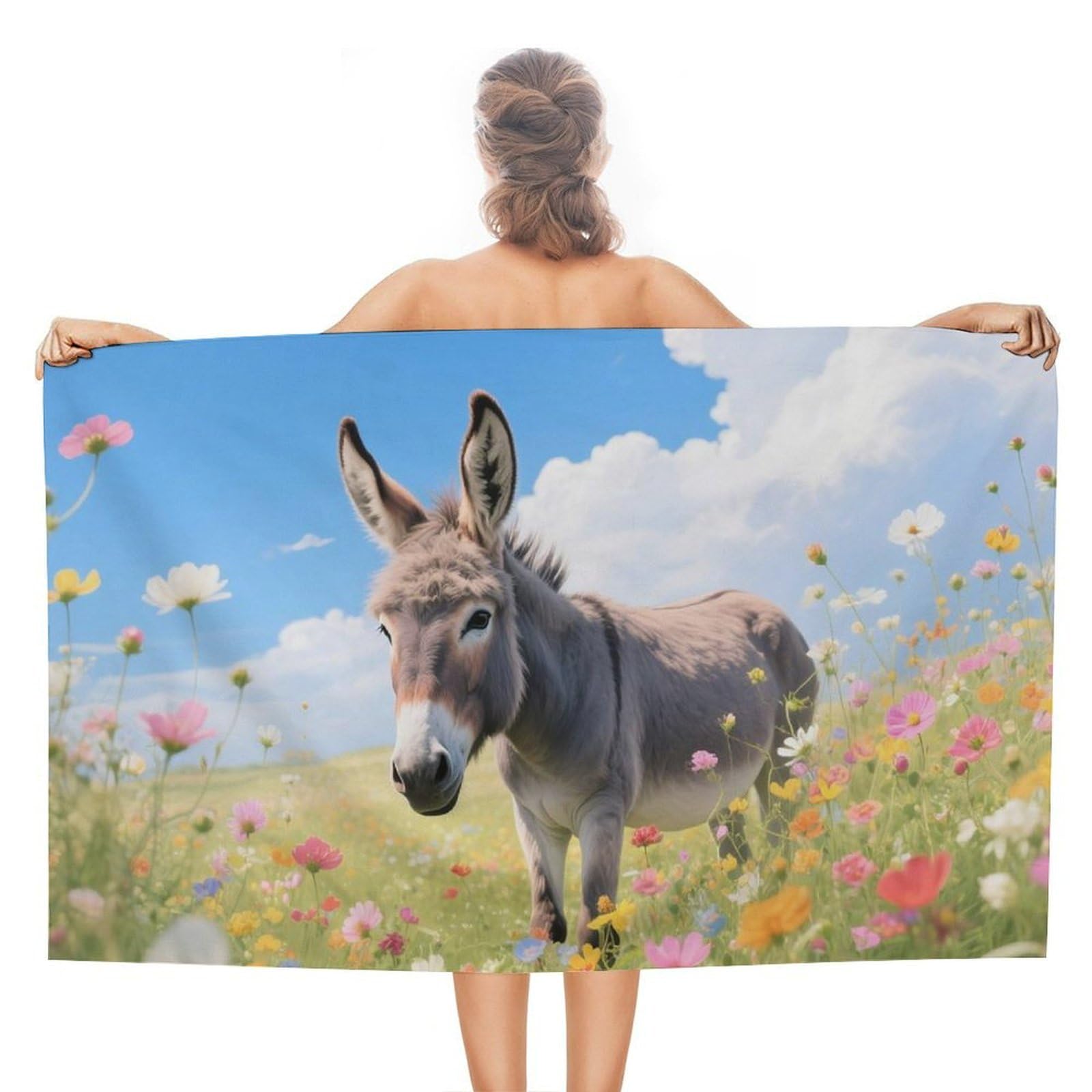 asbwuo Donkey and Flower Beach Towels Extra Large Quick Dry Absorbent