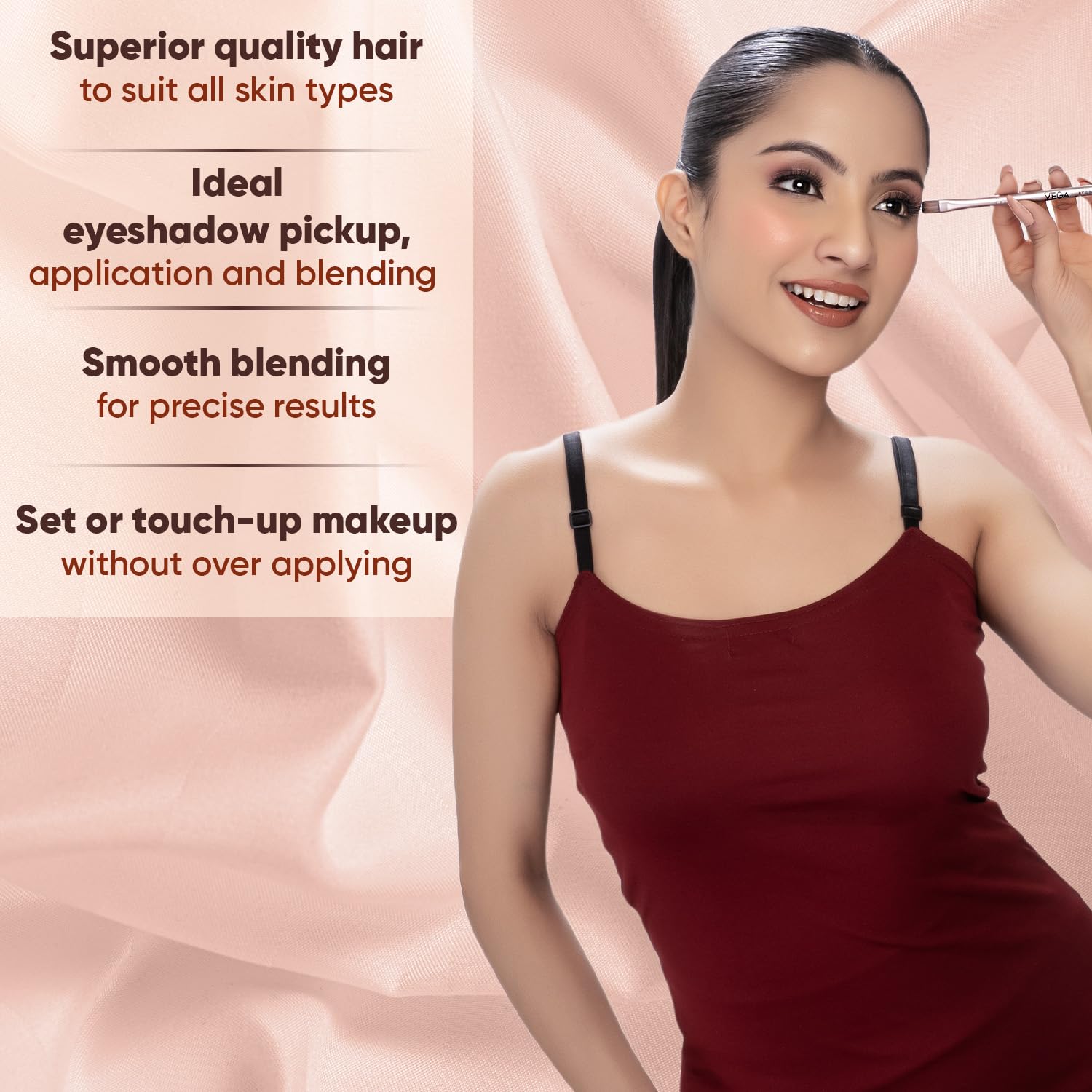 Vega Eye Shadow Brush for Eye Makeup, Eyeshadow Blender with Soft Bristles, Eyeshadow Makeup Brush, (M), (MBN-02) - Image 4 thumbnail