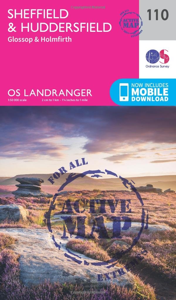 Sheffield & Huddersfield Map | Weatherproof | Glossop & Holmfirth | Ordnance Survey | OS Landranger Active Map 110 | England | Walks | Cycling | Days Out | Maps | Adventure