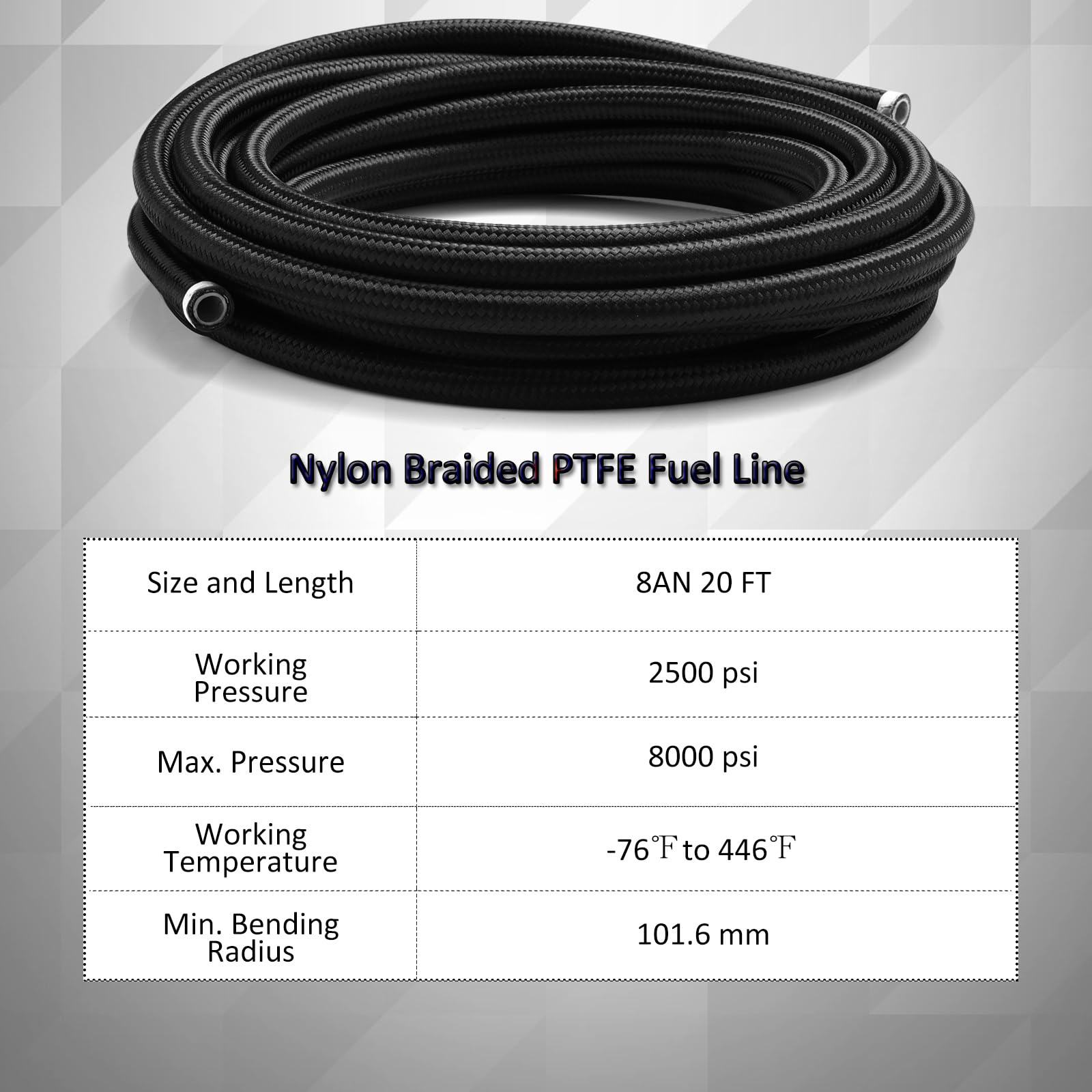 Snapklik.com : 8AN 20FT PTFE Fuel Line Kit, E85 Nylon Stainless Steel ...