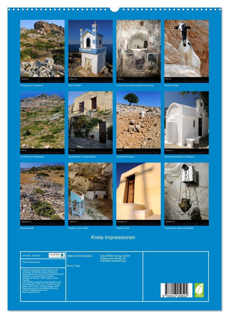 Kreta Impressionen (hochwertiger Premium Wandkalender 2026 DIN A2 hoch), Kunstdruck in Hochglanz: Landschaft und Kultur der Urlaubsinsel Kreta (CALVENDO Orte)