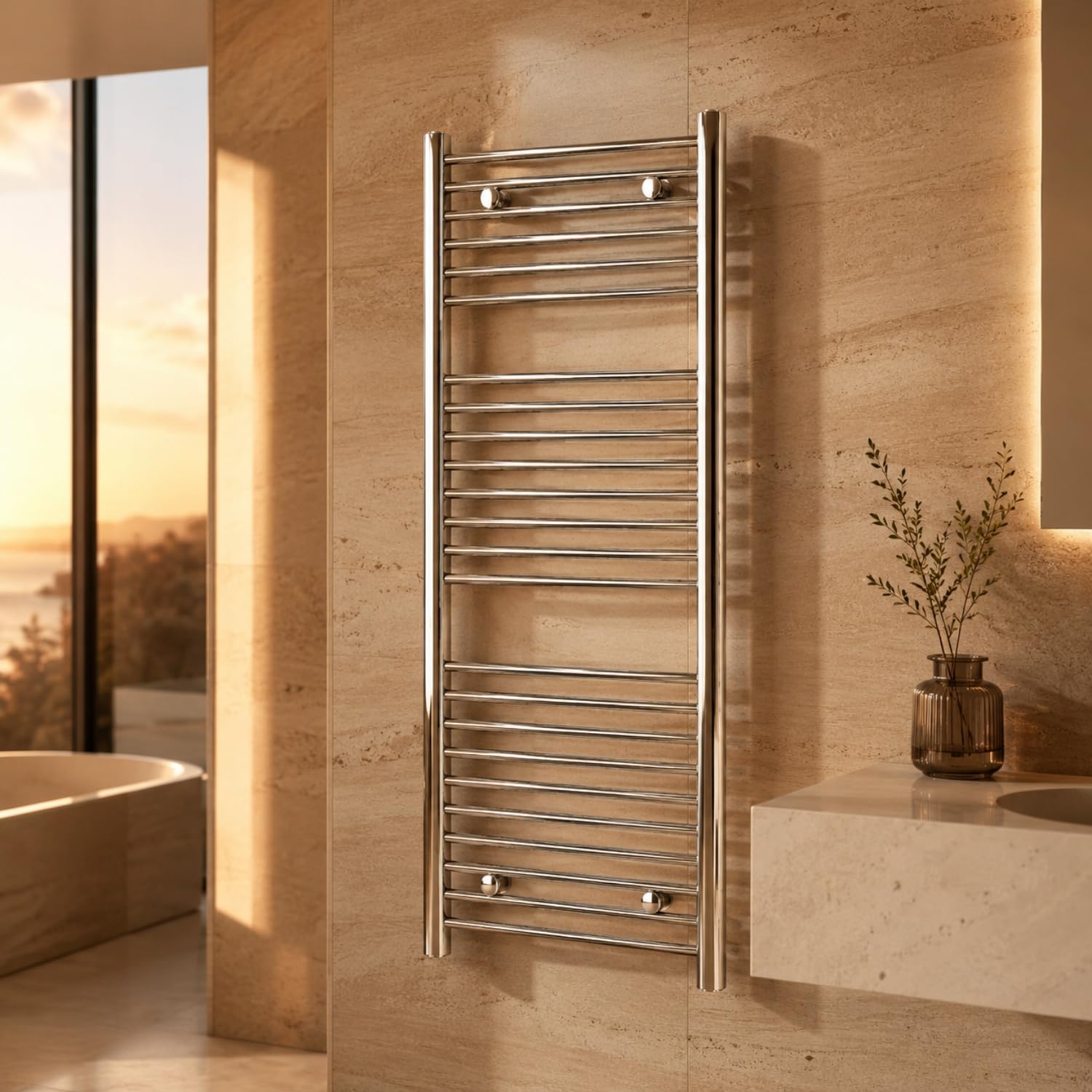 OGOMONDO Termoarredo Cromato Bagno Acciaio Calorifero Termosifone Misure: H1650xL600xI550 31 Tubi