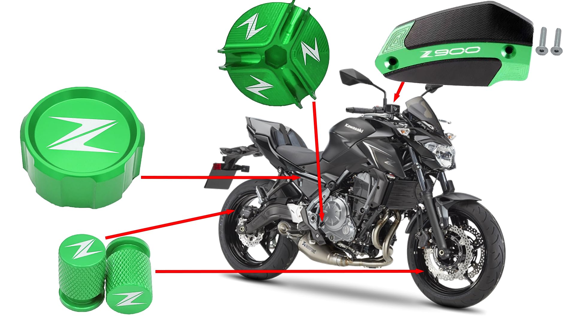 Ensemble 5 Accessoires Kawasaki Z900 2017-2024 - Couvercles Maître Cylindre Noir