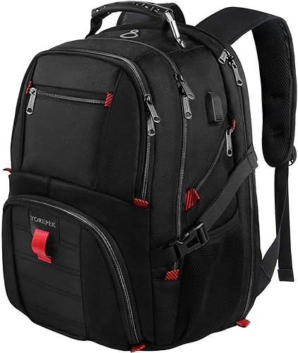 Mochila de viaje mochila extra grande para laptop de 50 L para hombres y mujeres resistente al agua bolsa de trabajo de negocios aprobada por Negro,
