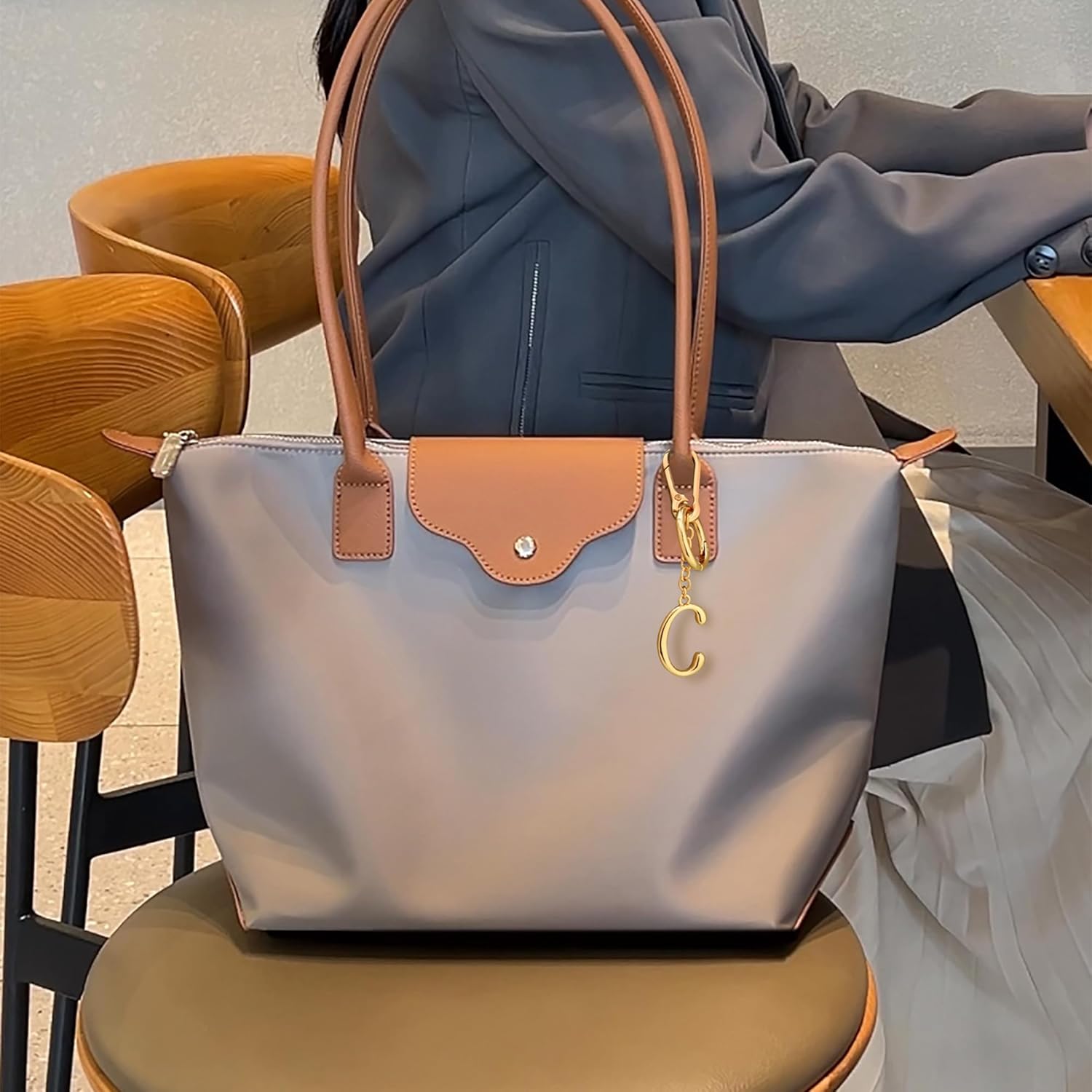 Gold Initial Keychain For Women Cute Bubble Letter Keychains Initial Bag Charm Personalized Keychain Accessories Gift - Image 2