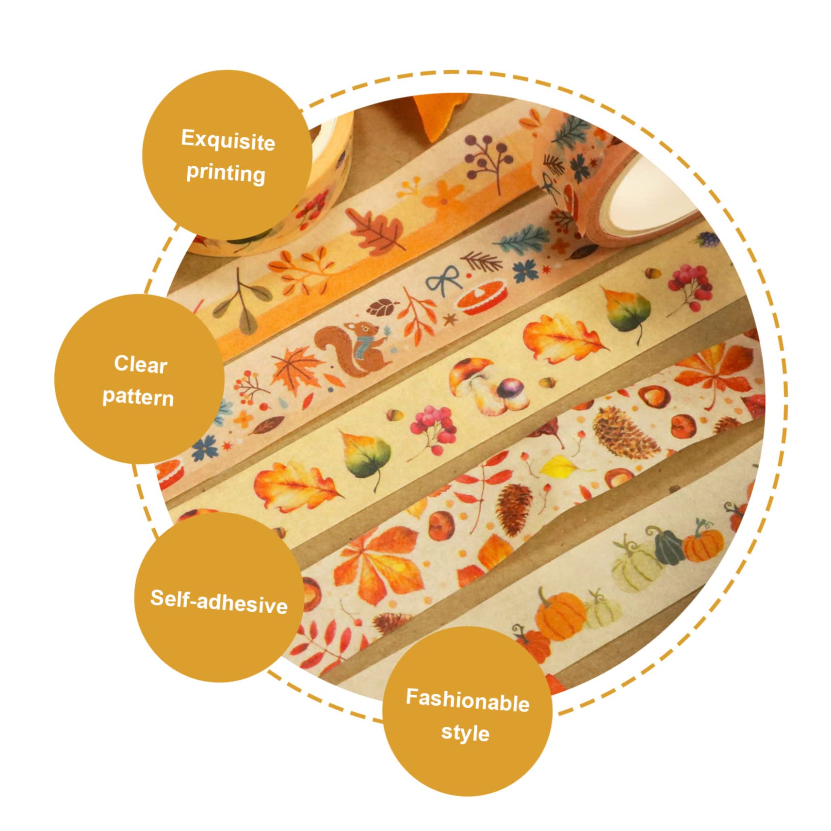 STOBOK 40rollen Teiliges Dekorative Washi Tapes Mit Herbstlichen Kürbis Und Sonnenblumenmotiven Für Scrapbooking Und -projekte Für Thanksgiving-dekorationen