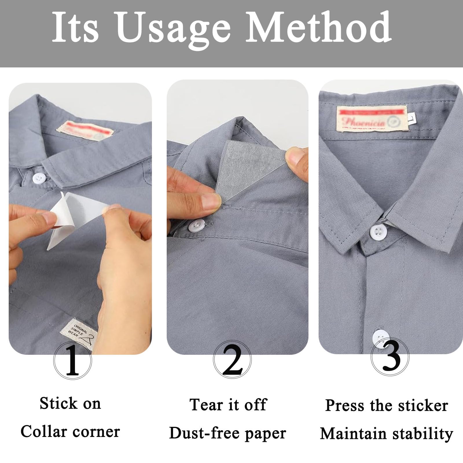 240pcs Collar Stiffeners, Collar Stay Stickers, Shirt Collar Stiffeners, Thickened PVC Collar Edge Anti-Warping Shaper for Men's and Women's Shirts Polo Shirt Collar Anti-Curling (White) - Image 4
