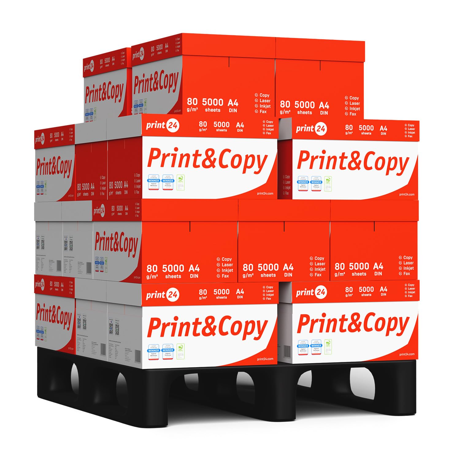 Druckerpapier Kopierpapier 125000 Blatt 25 x 5000 A4 80g Premium Hochweiß CIE 160 PEFC zertifiziert