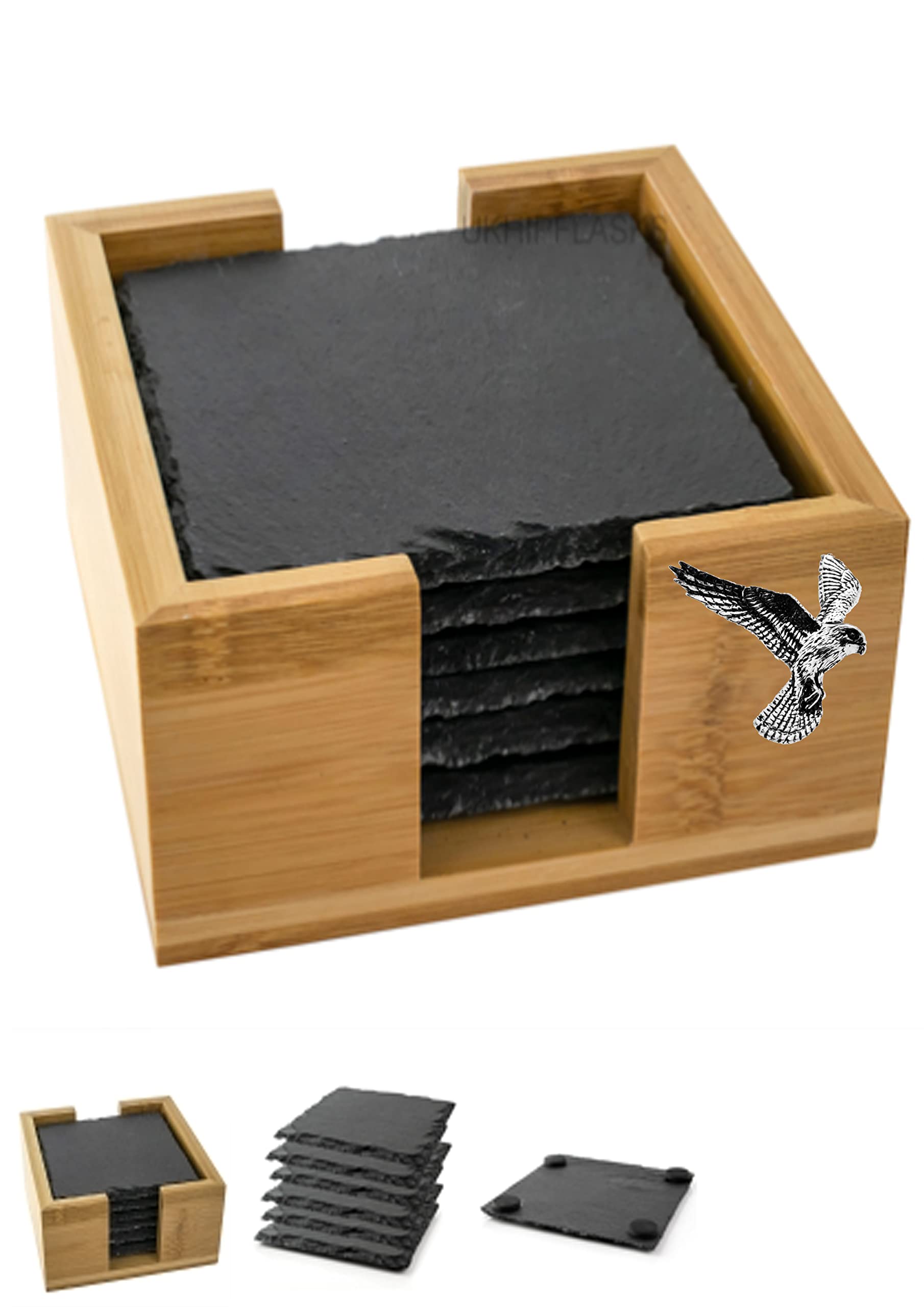 Dessous de verre en ardoise Kestrel B46 avec support bambou, une idée cadeau idéale
