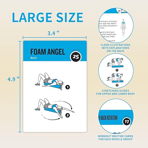 Miniatura 2 de Tarjetas de entrenamiento con rodillo de espuma, 62 tarjetas de ejercicios de gran tamaño de 5 x 3.5 pulgadas, tarjetas de fitness para mujeres y