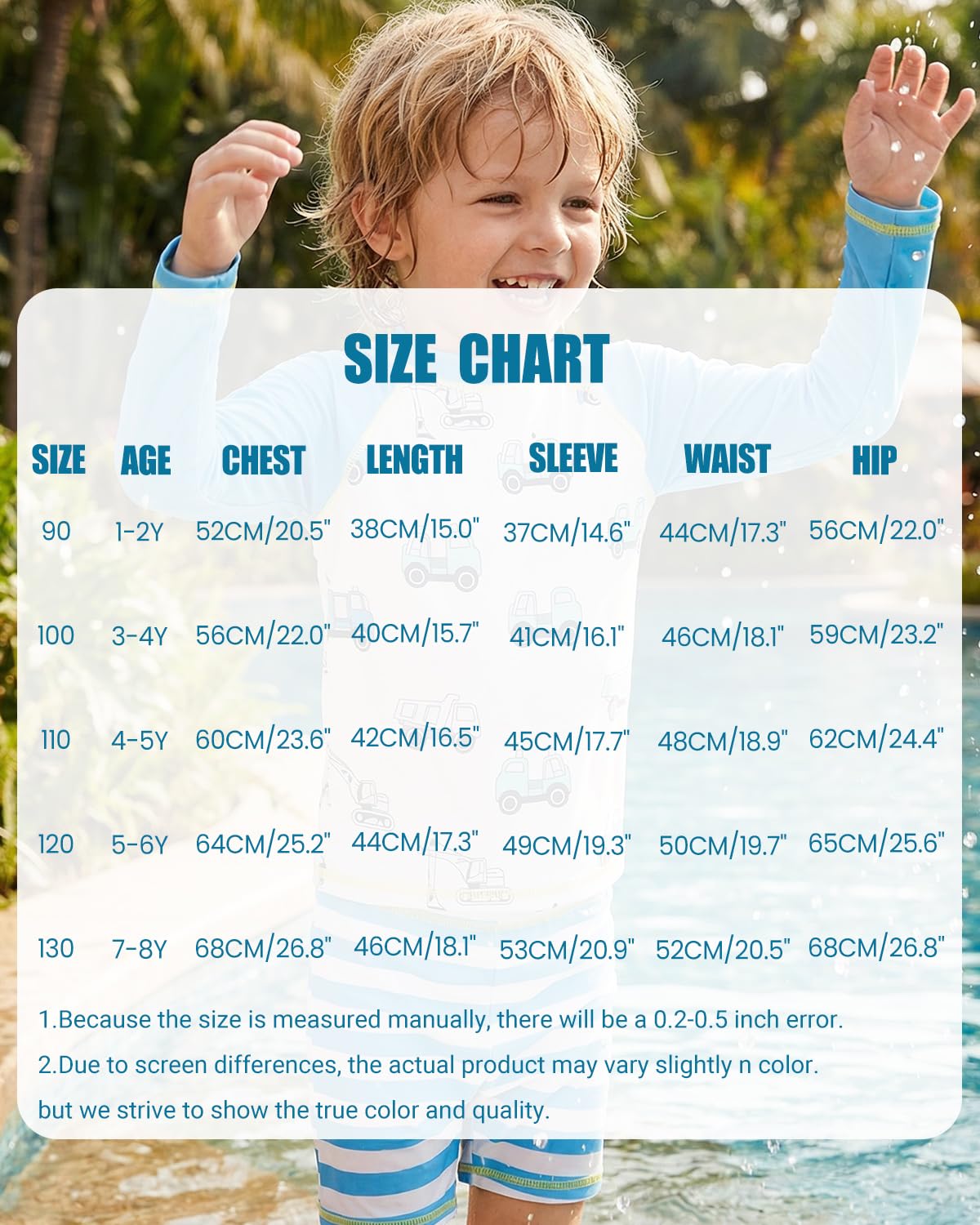 FishingDino UV Badebekleidung Junge Set Gr 86-116, Langarm Schwimmanzug Kleinkind UPF 50+, Zweiteilig Badeshirt UV Kinder mit Badeshorts Jungen Badeanzug Baby