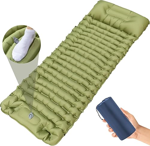 Miniatura 8 de Colchoneta inflable ultraligera para dormir para acampar con almohada, bomba integrada, almohadilla para dormir, máxima comodidad y calidez, colchón
