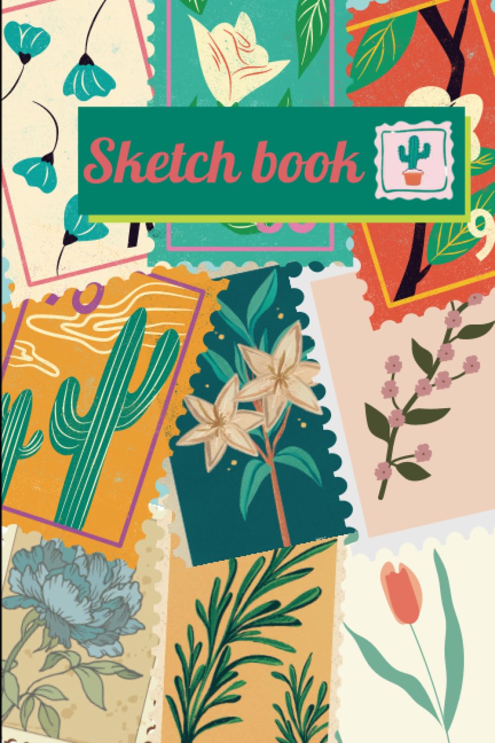 Independently published stamp themed sketchbook