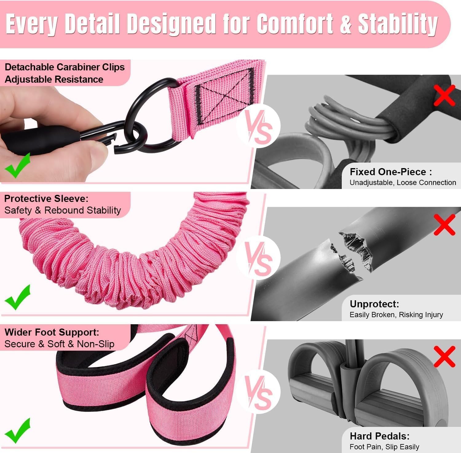 Juego de bandas de ejercicio de resistencia con asas, bandas de entrenamiento para terapia física, entrenamiento de fuerza, tonificación muscular, anclaje de puerta y guía de entrenamiento. (gris,