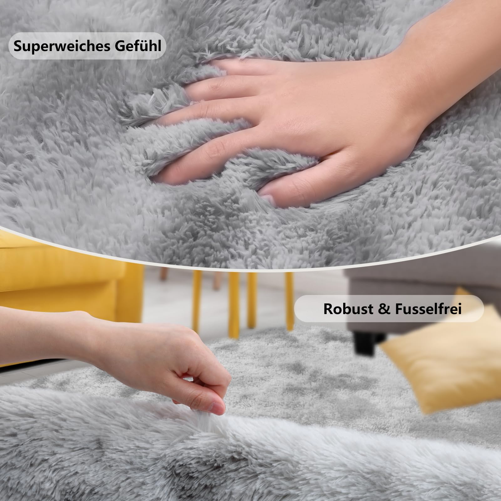 SOANNY Hoogpolig Vloerkleed Voor De Woonkamer, Wasbaar, Antislip En Pluizig Tie Dye Hoogpolig Vloerkleed Voor De Slaapkamer En Kinderkamer Nachtkastje 90 X 150 Cm Lichtgrijs