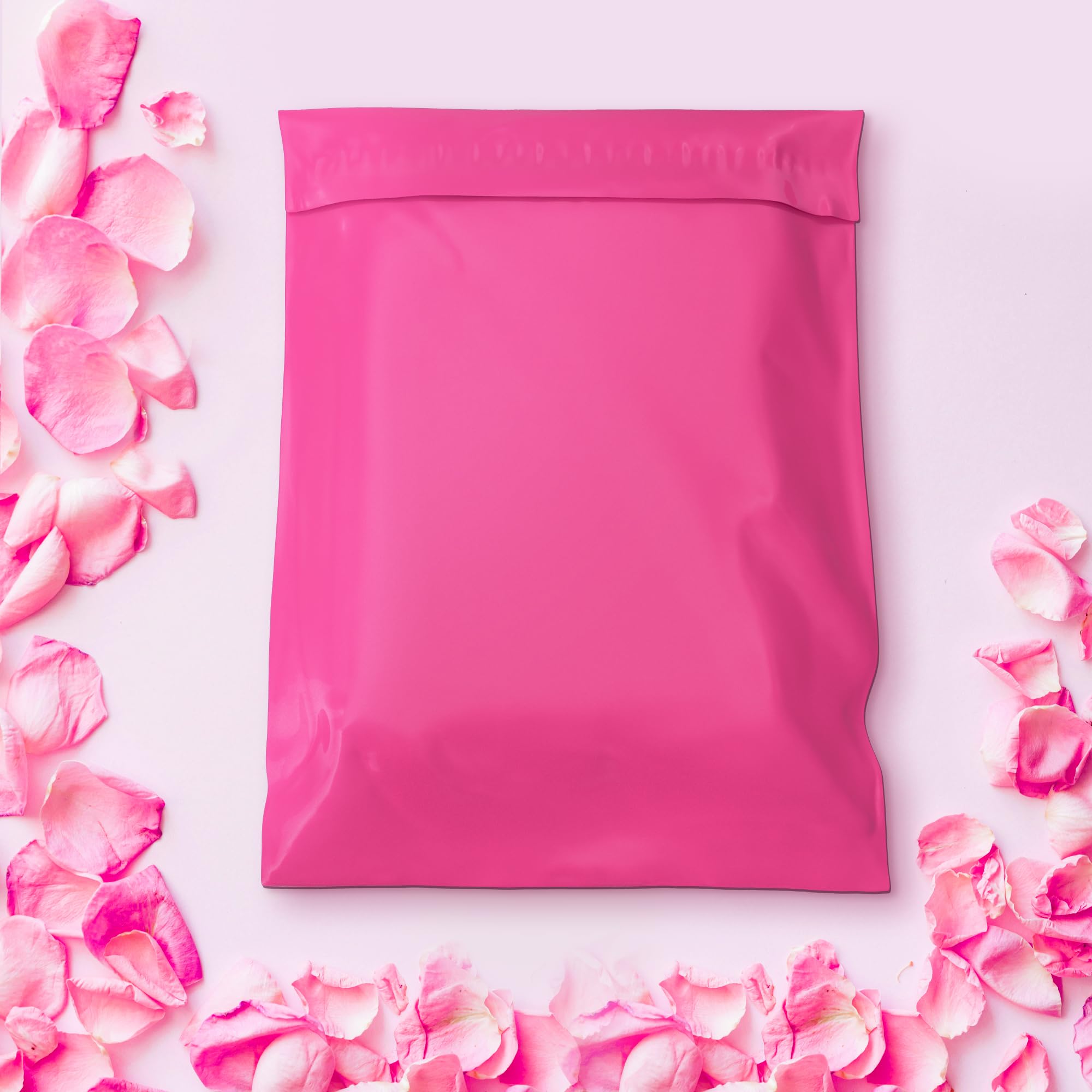 Lot de 100 enveloppes d'expédition imperméables avec autocollant, durables et résistantes à la déchirure en polyéthylène pour vêtements, 61 x 61 cm, rose