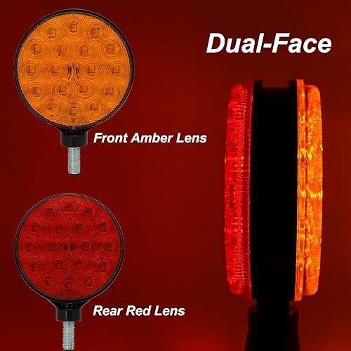 Miniatura 10 de Lente ámbar redonda de 4 pulgadas de doble cara de 12 V, lámpara de advertencia de peligro de montaje en pedestal, luz intermitente para barco,