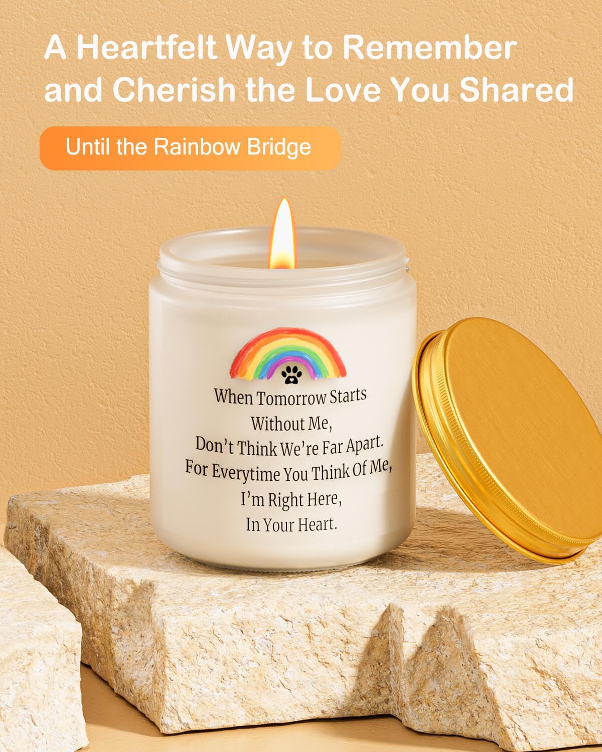 Dog Memorial Gifts for Loss of Dog, Pet Memorial Gifts, Sympathy Gift for Pet Loss with Poem, Rainbow Bridge Remembrance Candle, Passed Away Condolence Present for Pet Lovers, Cat Dog Grief Keepsake - Image 2