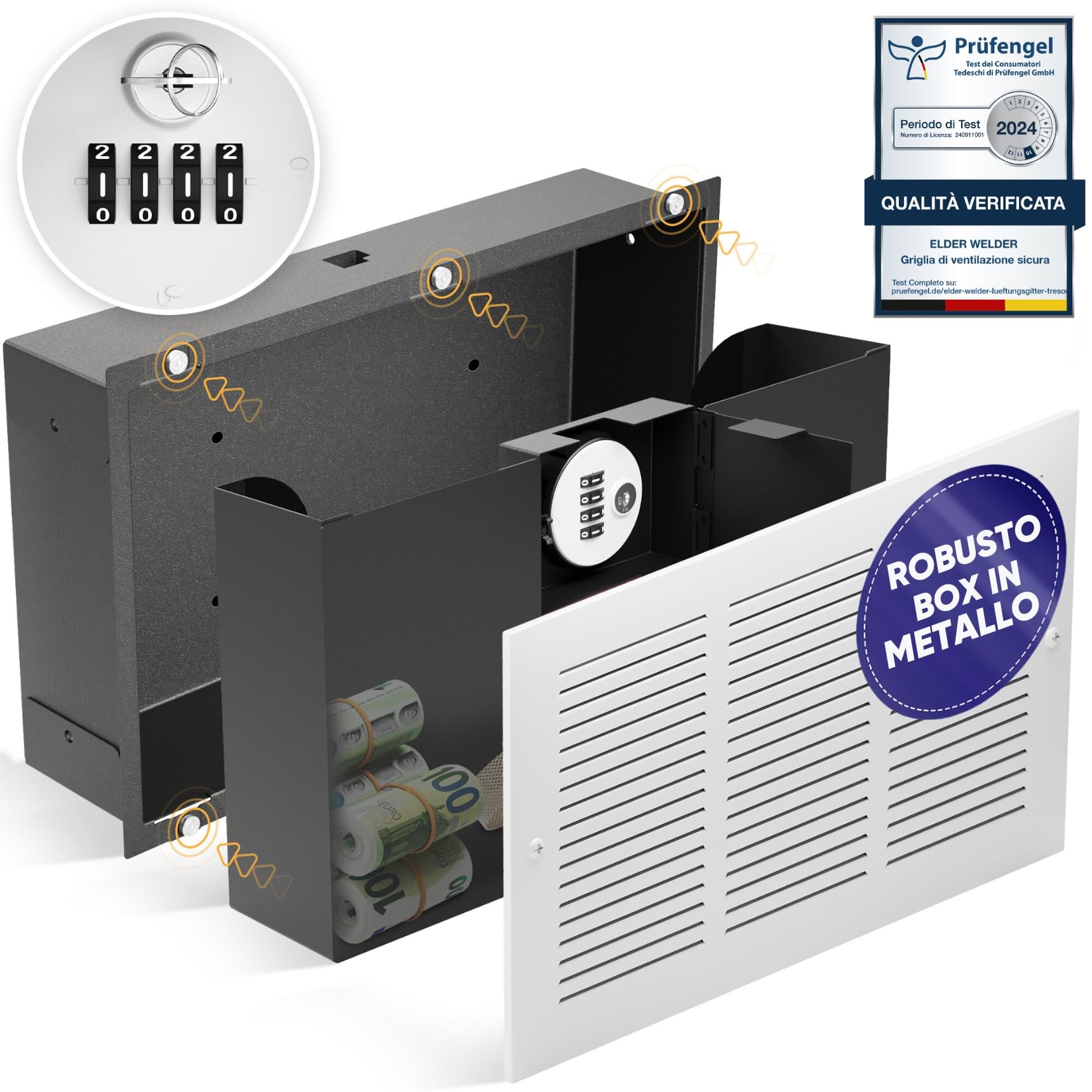 Elder Welder® Cassaforte a Muro Invisibile con Griglia di Ventilazione | Serratura a Combinazione Nascosta | Cassaforte Invisibile a Scomparsa | Nascondiglio Segreto | Casseforti Invisibili