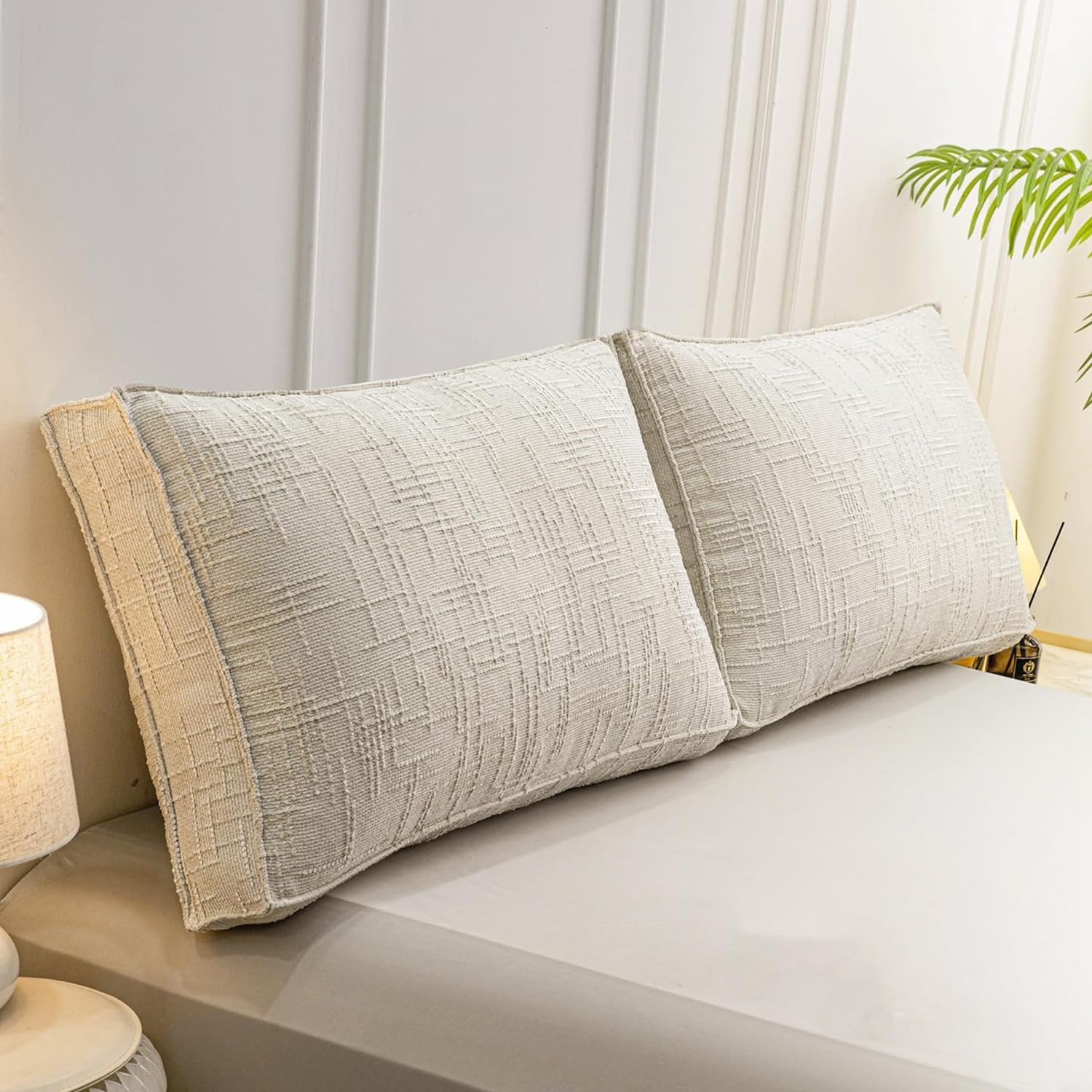 Grande Cojín for Respaldo Sofa Cama 60/70/80/90/100cm Almohada de Encosto con Funda Extraíble Relleno de Algodón Perlado Decoración for Sala de Estar y Dormitorio(Beige,70x50x18cm 1pc)