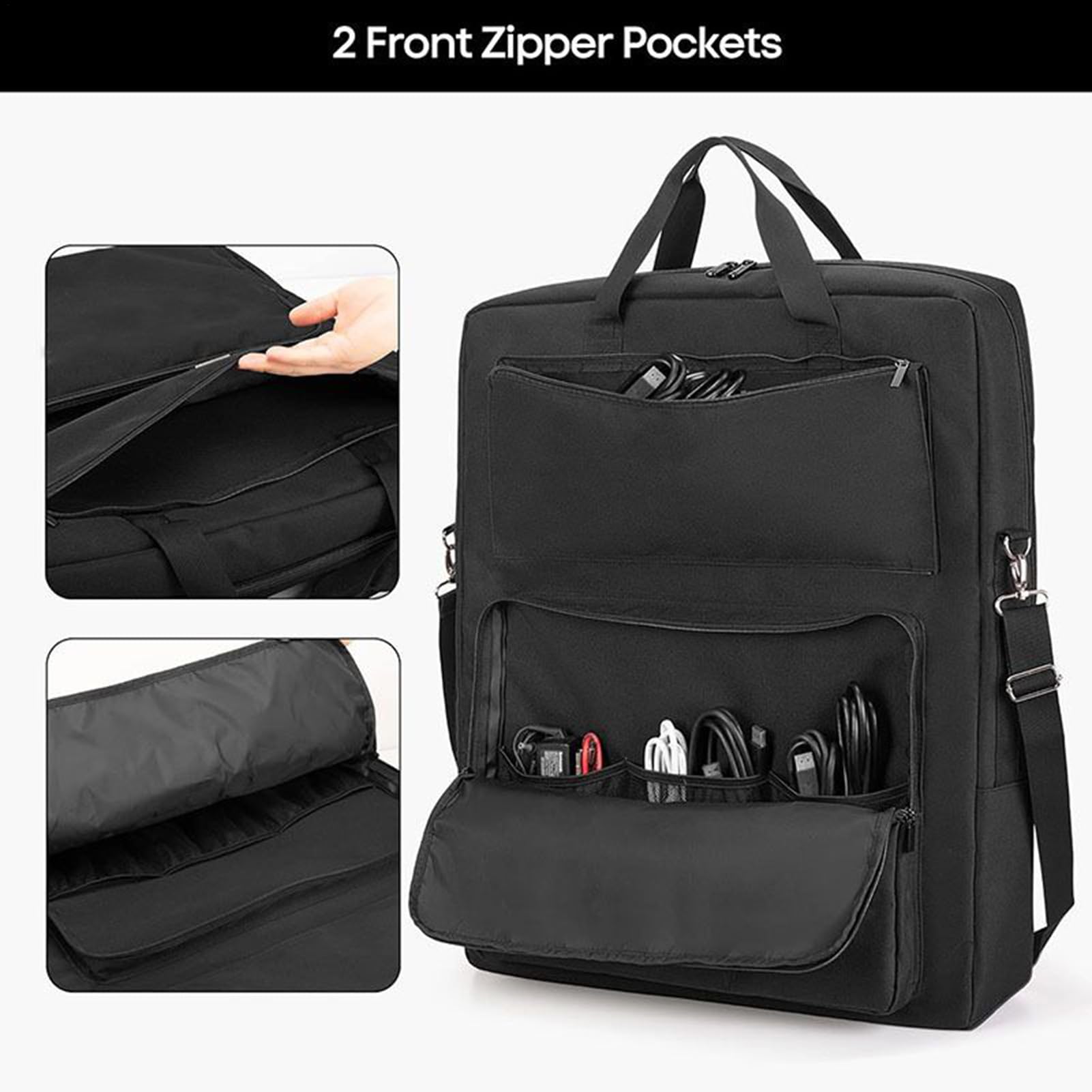 Generico Sac de rangement pour panneau solaire, double couche au niveau | Organiseur rembourré imperméable portable avec plusieurs poches et bandoulière pour la maison